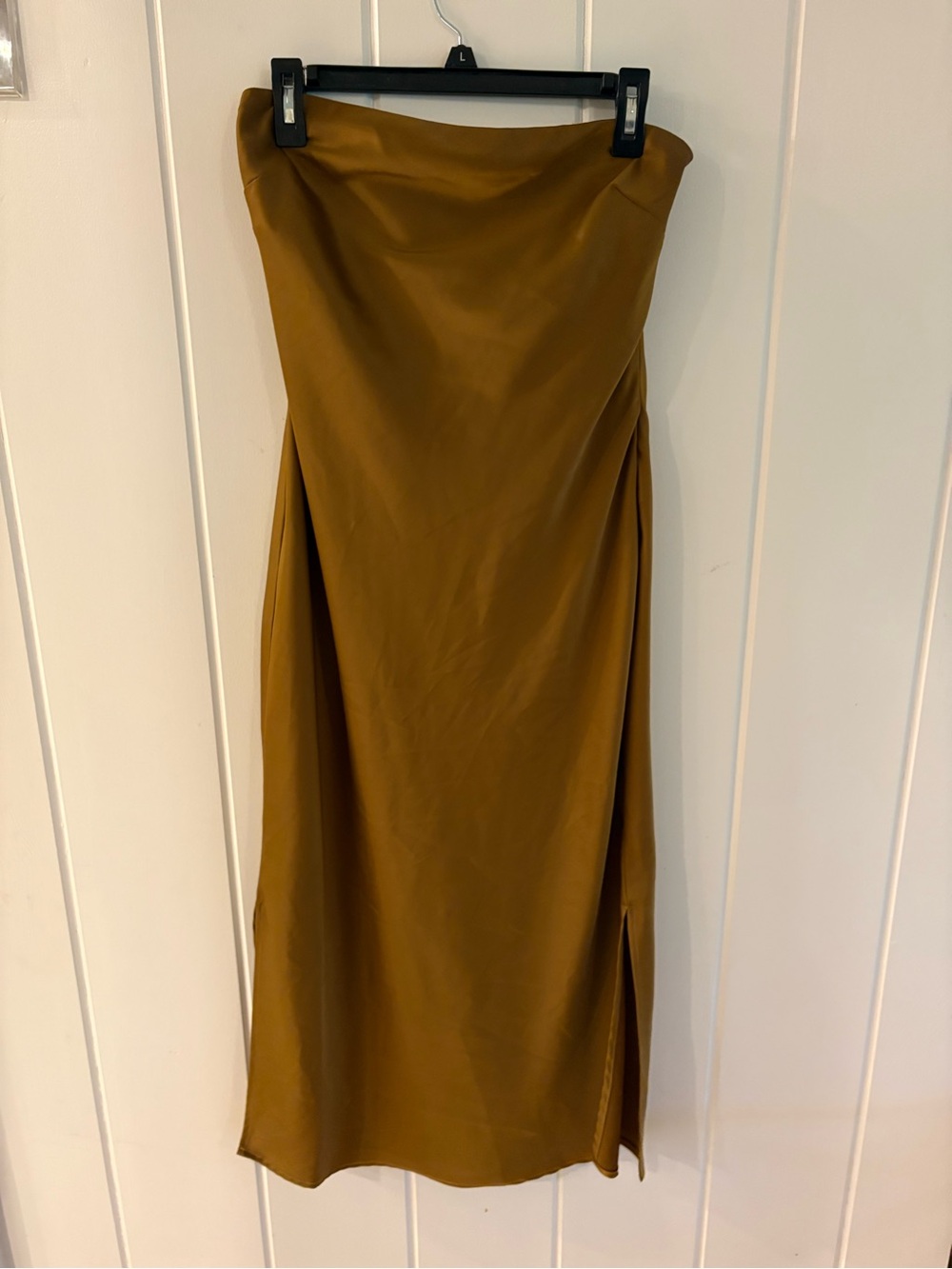 Urban Outfitters Strapless Midi Dress in Mustard Brown